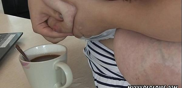  Huge tits BBW babe lactate to her caffe